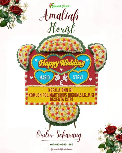 Karangan Papan Bunga Pernikahan di Rowoboni